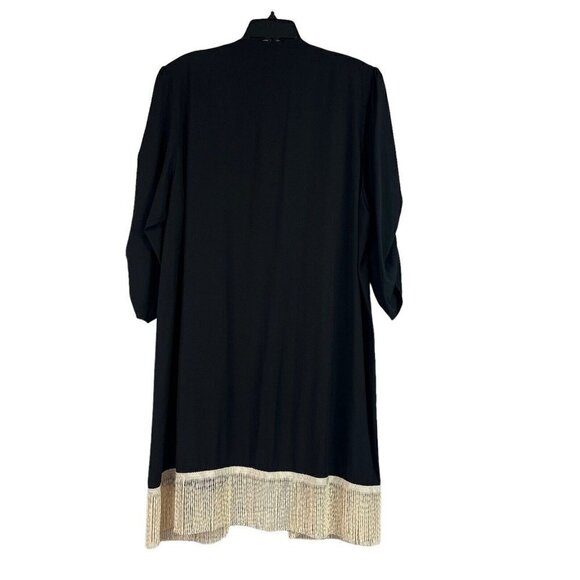 Lacy Afternoon by Shell Kepler Cardigan Black Floral Fringe Womens Large Vintage - Picture 5 of 12